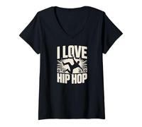 Donna Amo la Musica Hip Hop Urban Street Dance Maglietta con Collo a V
