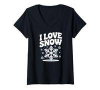 Donna Amo la neve Winter Wonderland Passion Maglietta con Collo a V