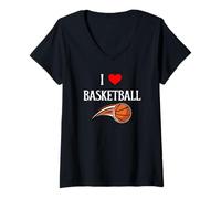 Donna Amo la pallacanestro Mi piace la pallacanestro B-Ball Sport Lover Maglietta con Collo a V