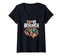 Donna Amo la ricerca, la scienza, il geek design Maglietta con Collo a V