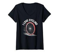 Donna Amo la ruota da ciclismo Passion Adventure Maglietta con Collo a V