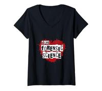 Donna Amo la Scienza forense Heart Design Maglietta con Collo a V