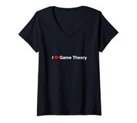 Donna Amo la Teoria dei Giochi Maglietta con Collo a V