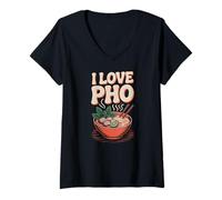 Donna Amo la zuppa di noodle vietnamita Pho Maglietta con Collo a V