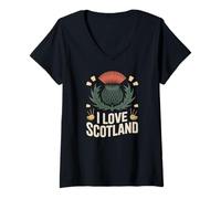 Donna Amo l'arte del cardo scozzese Maglietta con Collo a V