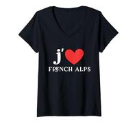 Donna Amo Le Alpi Francesi Francia Maglietta con Collo a V
