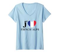 Donna Amo Le Alpi francesi Maglietta con Collo a V