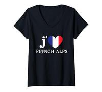 Donna Amo Le Alpi francesi Maglietta con Collo a V
