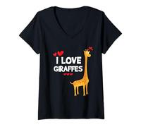 Donna Amo Le Giraffe Amante delle Giraffe Maglietta con Collo a V