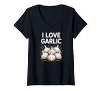 Donna Amo le verdure appassionate di aglio Maglietta con Collo a V