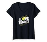 Donna Amo l'espressione della passione dei fan del tennis Maglietta con Collo a V