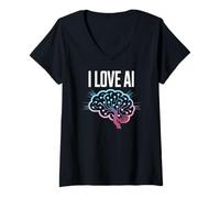 Donna Amo l'innovazione delle reti neurali AI Maglietta con Collo a V