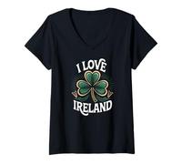 Donna Amo l'Irlanda Shamrock Celtic Pride Maglietta con Collo a V