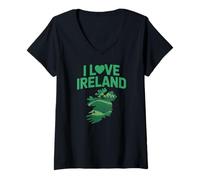 Donna Amo l'Irlanda Shamrock Green Pride Maglietta con Collo a V