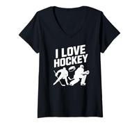 Donna Amo Lo Spirito degli Appassionati di Hockey Maglietta con Collo a V
