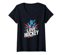 Donna Amo Lo Spirito degli Appassionati di Hockey Maglietta con Collo a V