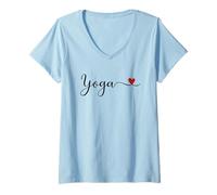 Donna Amo Lo Yoga Maglietta con Collo a V