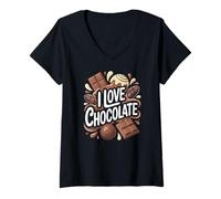 Donna Amo l'ossessione per i Dolci al Cioccolato Maglietta con Collo a V