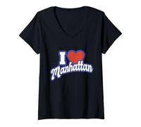 Donna Amo Manhattan Kansas Maglietta con Collo a V