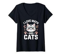 Donna Amo Matematica E Gatti Nerd Scherzo Maglietta con Collo a V