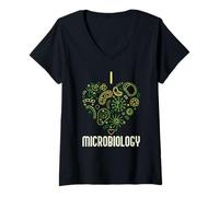 Donna Amo Microbiologia Virologia e Biologia Scienze Laboratorio Maglietta con Collo a V