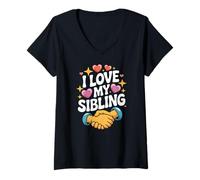 Donna Amo mio fratello Heartfelt Bond Fun Maglietta con Collo a V