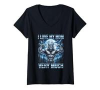 Donna Amo moltissimo mia Madre Brainrot Alpha Wolf Meme Maglietta con Collo a V