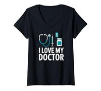 Donna Amo My Doctor Healthcare Maglietta con Collo a V