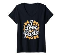 Donna Amo Pasta Entusiast Delight Maglietta con Collo a V