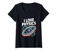 Donna Amo Physics Entusiast Universe Design Maglietta con Collo a V