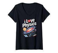 Donna Amo Physics Galaxy Universe Maglietta con Collo a V