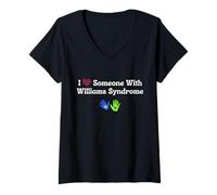 Donna Amo Qualcuno con la consapevolezza della sindrome di Williams WS Maglietta con Collo a V