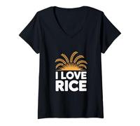 Donna Amo Rice Grain Farmers Vintage Maglietta con Collo a V