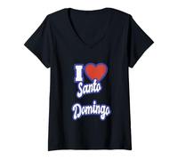 Donna Amo Santo Domingo Maglietta con Collo a V