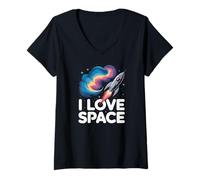 Donna Amo Space Entusiast Astronaut Cosmos Adventure Maglietta con Collo a V