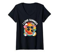 Donna Amo Summer Sun Ice Cream Beach Vibes Maglietta con Collo a V