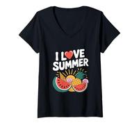 Donna Amo Summer Watermelon Ice Cream Sun Maglietta con Collo a V