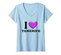 Donna Amo Tenerife Spagna Maglietta con Collo a V