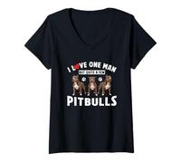 Donna Amo un uomo ma alcuni pitbull Maglietta con Collo a V