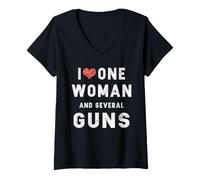Donna Amo Una Donna e Diverse Pistole Uomini Divertenti Maglietta con Collo a V