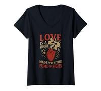Donna Amore angosciato Fumo sospiri Romeo Juliet Shakespeare Citazione Maglietta con Collo a V
