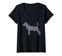 Donna Amore Beagle Hound Cane Silhouette Parola Nuvola Pet Proprietario Maglietta con Collo a V