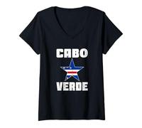 Donna Amore Cabo Capo Verde Con Capo Verde Bandiera Independence Day Maglietta con Collo a V