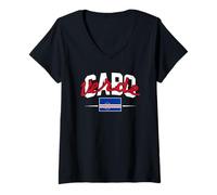 Donna Amore Cabo Capo Verde Con Capo Verde Bandiera Independence Day Maglietta con Collo a V