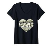 Donna Amore Cuore Fatti Tecnici di laboratorio Amante Lab Tech Life Maglietta con Collo a V