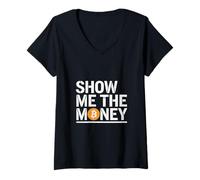 Donna Amore E Denaro I Love Money Mostrami I Soldi Divertente Bitcoin Maglietta con Collo a V