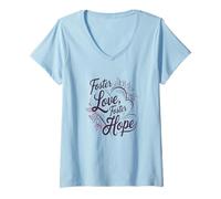Donna Amore e Speranza Accoglienza e Famiglia Unita Maglietta con Collo a V
