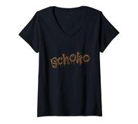 Donna Amore e spuntino al Cioccolato Maglietta con Collo a V