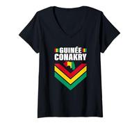 Donna Amore Guinea Guinée Conakry con Bandiera Guinéen Mappa Maglietta con Collo a V