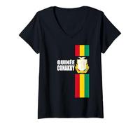 Donna Amore Guinea Guinée Conakry con Emblema Guinéen Maglietta con Collo a V